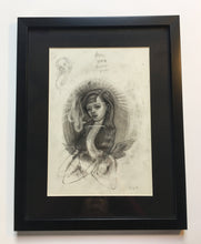 Load image into Gallery viewer, Graphite Pencil Drawing, &quot;Smoking Angel&quot;, Rebel Angel, Feminist Art,  Holy Angel, Womens Rights, Original art
