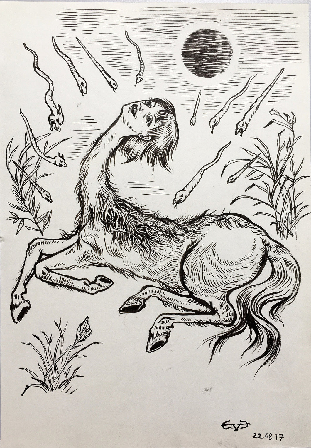 Centaur - Shapeshifter Witch, Original Ink Art