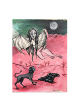 Load image into Gallery viewer, Flying Shapeshifter Witch,  Original Acrylic and Ink on paper,  11,8&quot;x8,2&quot;
