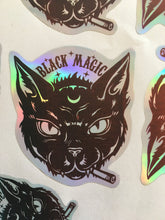 Load image into Gallery viewer, Black Cat Holographic Sticker, Witch Sticker, Black Magic Sticker (x2)
