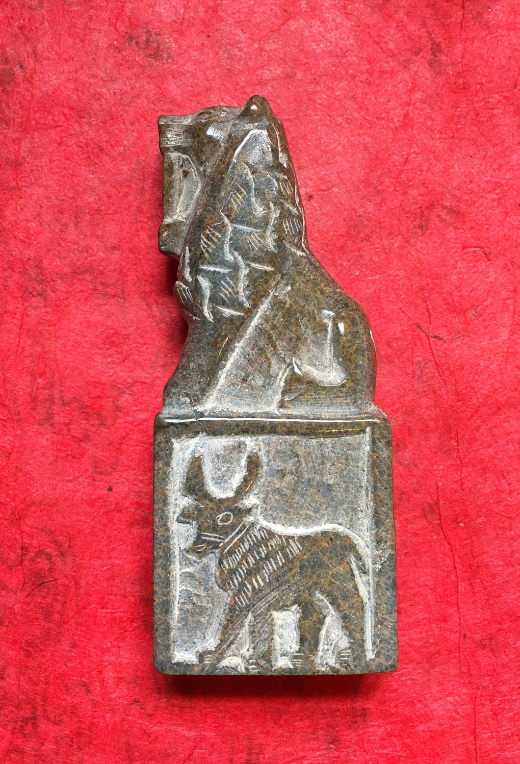 Small Lion Statue - Authentic Beige Serpentine stone, Sumerian gift