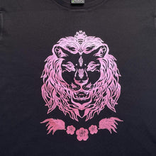 Load image into Gallery viewer, Blue and Pink Metallic Lion T-shirt, Kundalini Lion
