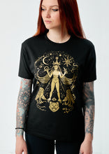 Load image into Gallery viewer, Gold Inanna T-shirt with stars
